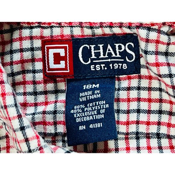 Chaps Flannel‎ White Check Button Up Shirt 18 months Babycore Casual Fall - Picture 3 of 7